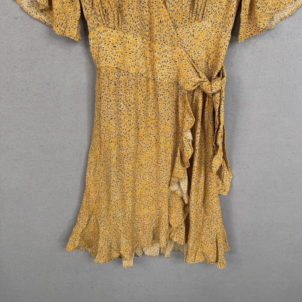 Ba&sh Dress Womens Small Yellow Floral Wrap Ruffle Belina Curry Mini Summer - Picture 3 of 12